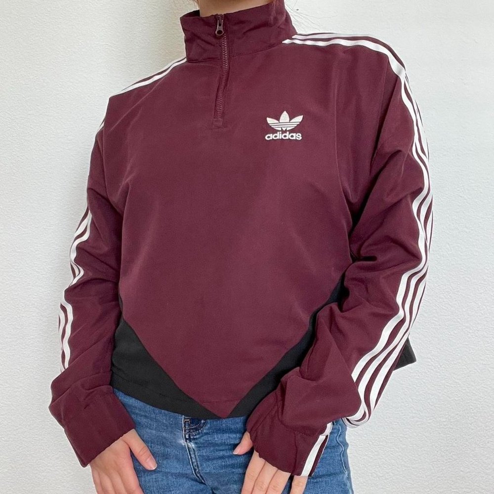 ADIDAS QUARTER-ZIP CROP TOP